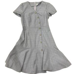 Grey Plaid Button-Front Dress